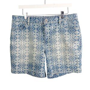 Bandolino Size 12, Denim Print Shorts, Style Mandie, Denim Blue Light Wash Print
